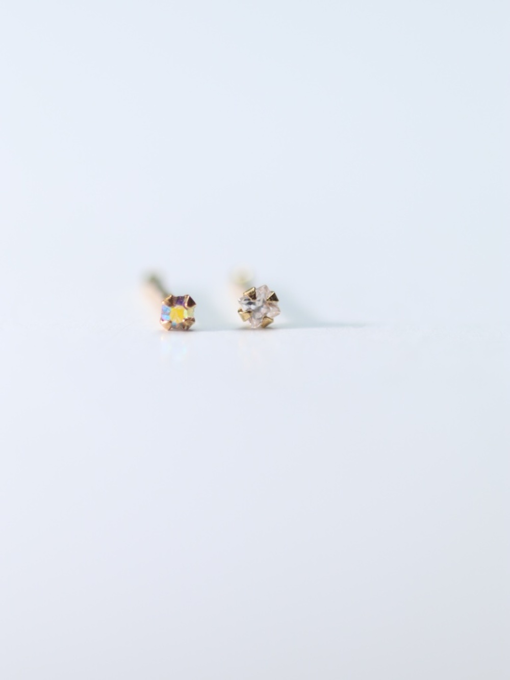 Set of TWO 9kt Gold Nose Piercings Straight bar 22 gauge New